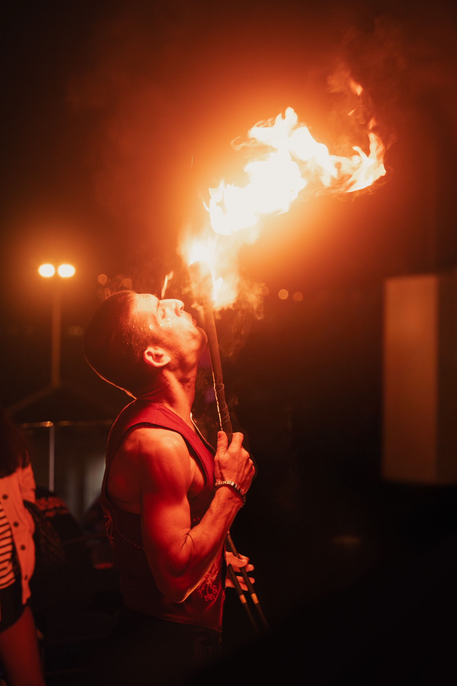 Fire performer at a MAJI cultural music event in Portugal