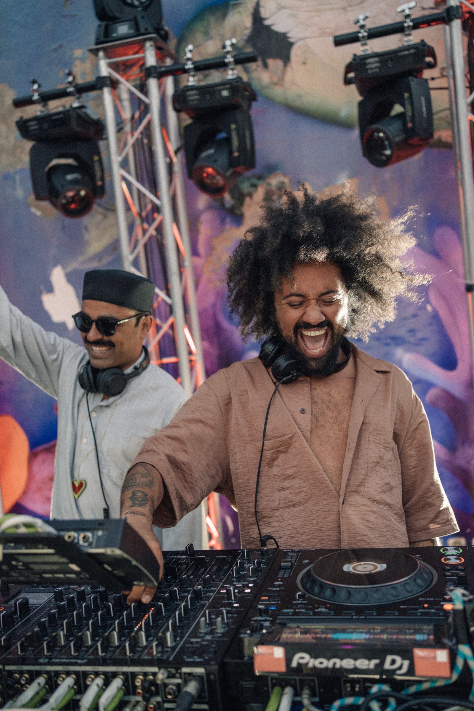 Open air DJ set at a MAJI sunset music gathering in Portugal